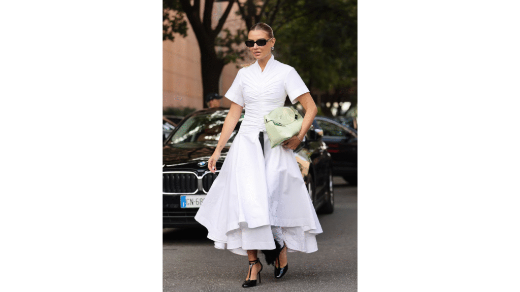 Little White Dress with Colorful Bag
