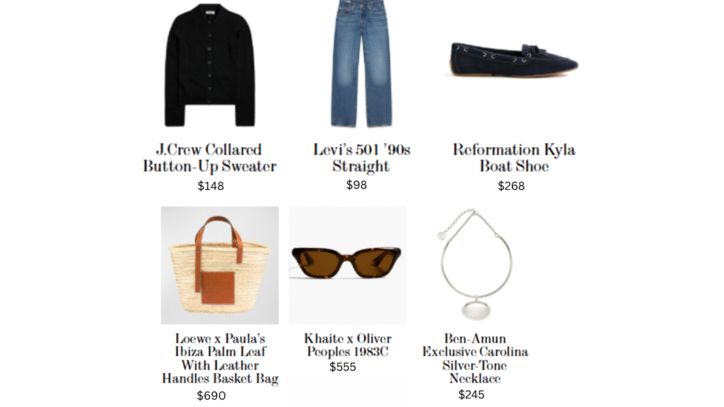 Preppy Sweater with Straw Basket Bag