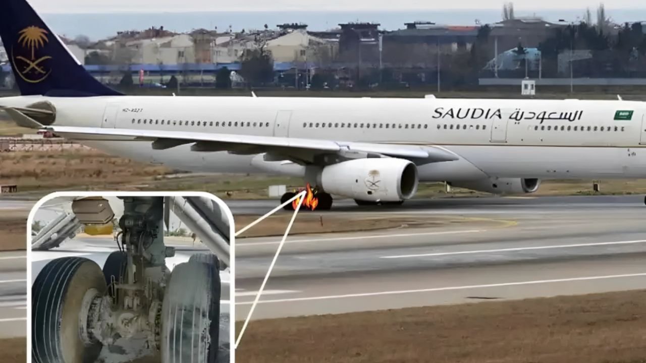 Saudia Airlines Flight SV 312 Wheels Emit Smoke